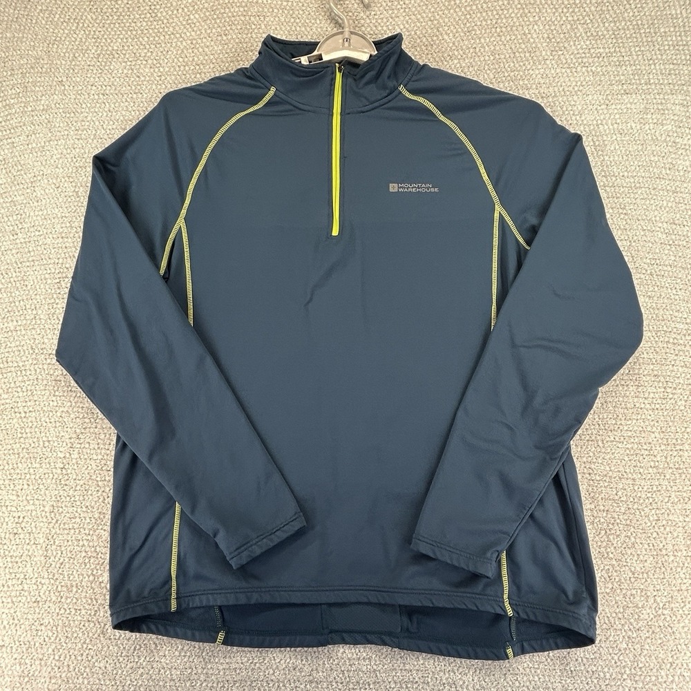 Mountain Warehouse Breeze Bike Top Mens XL Blue 1/4 Zip Isocool Performance